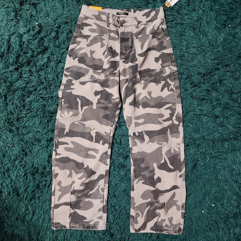 American Bazi Gray & Black Camo Wide Leg Pants